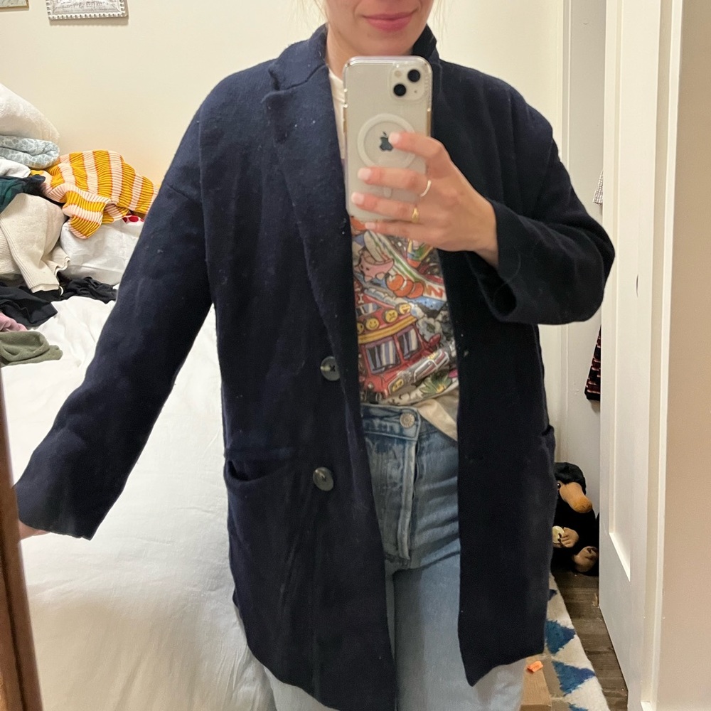 MadeWell Navy Wool Blazer Style Jacket